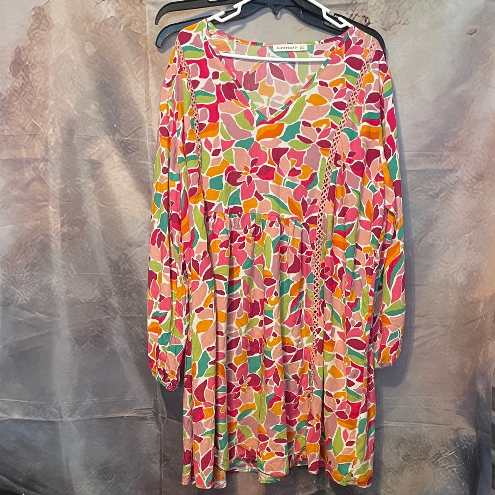 Colorful Floral Long Sleeve Dress